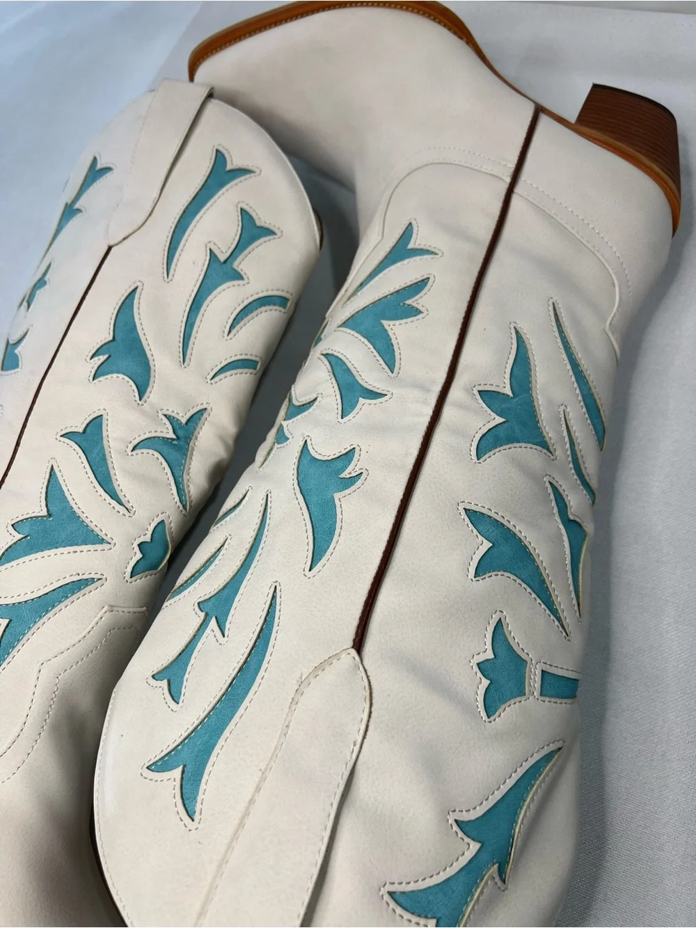 White & Teal Western Women’s Cowboy Boots